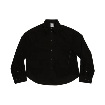 Button-Down Collar Black Shirt