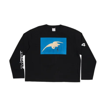 Heron Bird Black Long Sleeve T-Shirt
