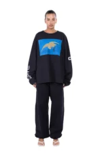 Heron Bird Black Long Sleeve T-Shirt